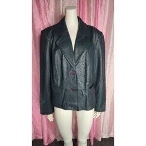 I.E. Leather Dark Gray One Button Crop Classic Blazer Jacket Size 2X Plus